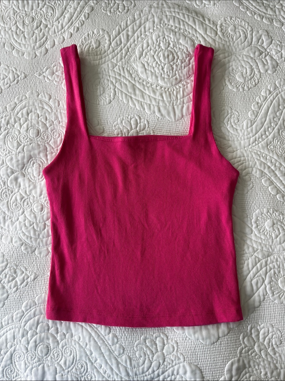 Zara Fuchsia Ribbed Square-Neck Tank